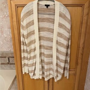 Talbots Beige and White Striped Cardigan
